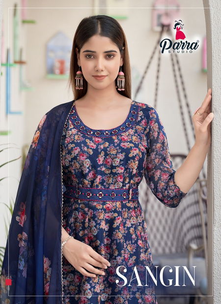 Sangin By Parra Studio Soft Organza Digital Print Anarkali Kurti With Bottom Dupatta Wholesale Shop In Surat Catalog